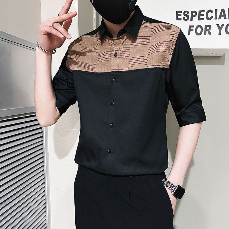 C249-P58控89夏季男时尚短袖衬衫潮流男小伙衬衣白4,男装T恤,电商A346