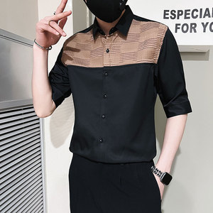 C249-P58 控89 夏季男时尚短袖衬衫潮流男小伙衬衣 白4图片