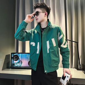 J171-P98控138 春装新款社会小伙店主风潮男夹克外套 绿4图片