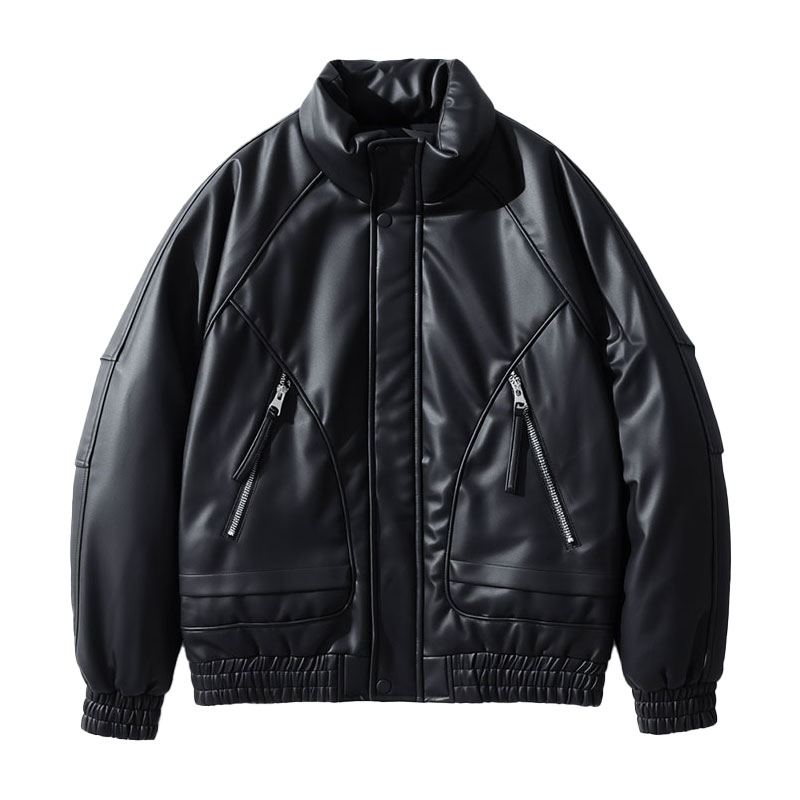 F214-P148控198社会小伙立领皮棉衣外套潮流修身棉服男黑1,男装棉衣,电商A346