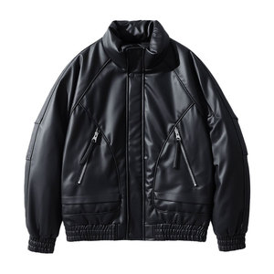 F214-P148 控198 社会小伙立领皮棉衣外套潮流修身棉服男 黑1图片