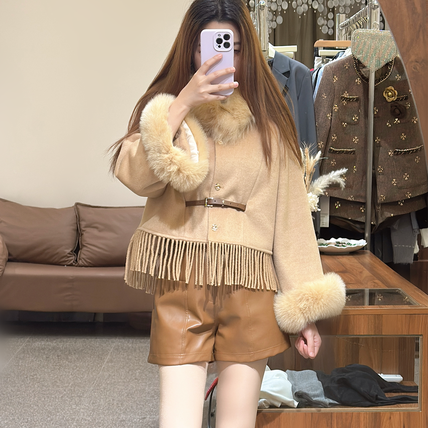 时尚休闲女短款小个子显瘦皮裤