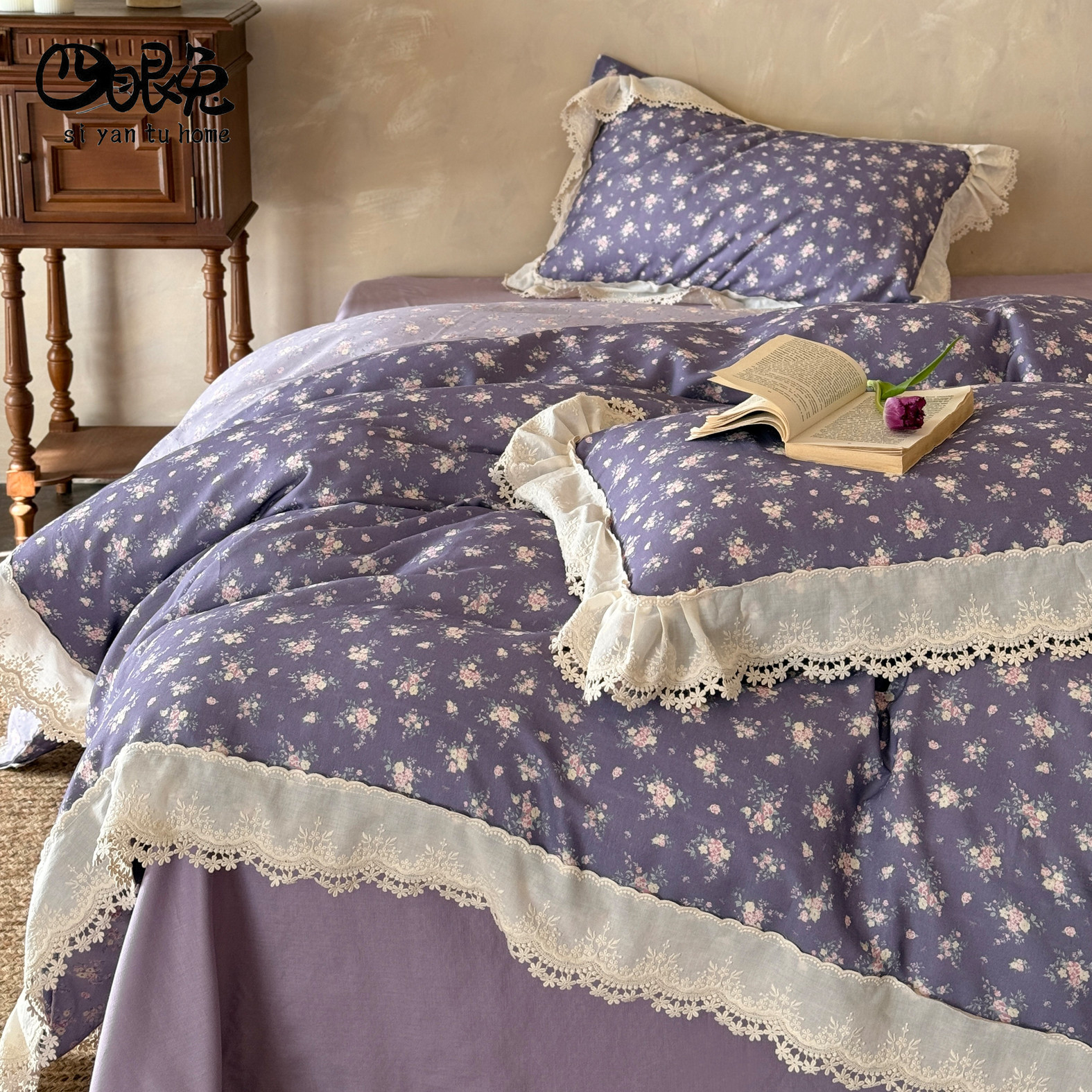 四眼兔自制︱全棉双层纱四件套