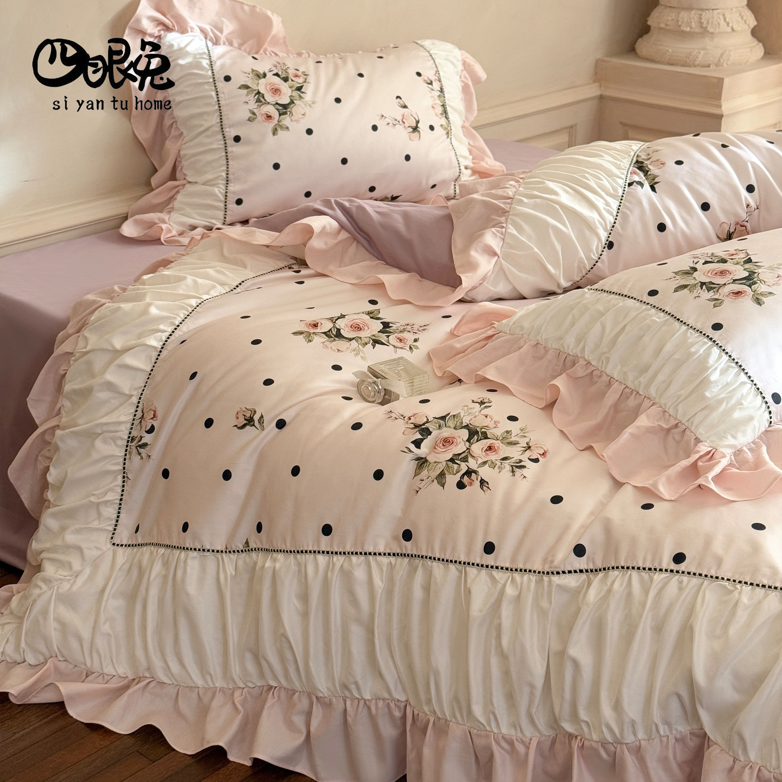 玫瑰晨露︱法式少女全棉四件套