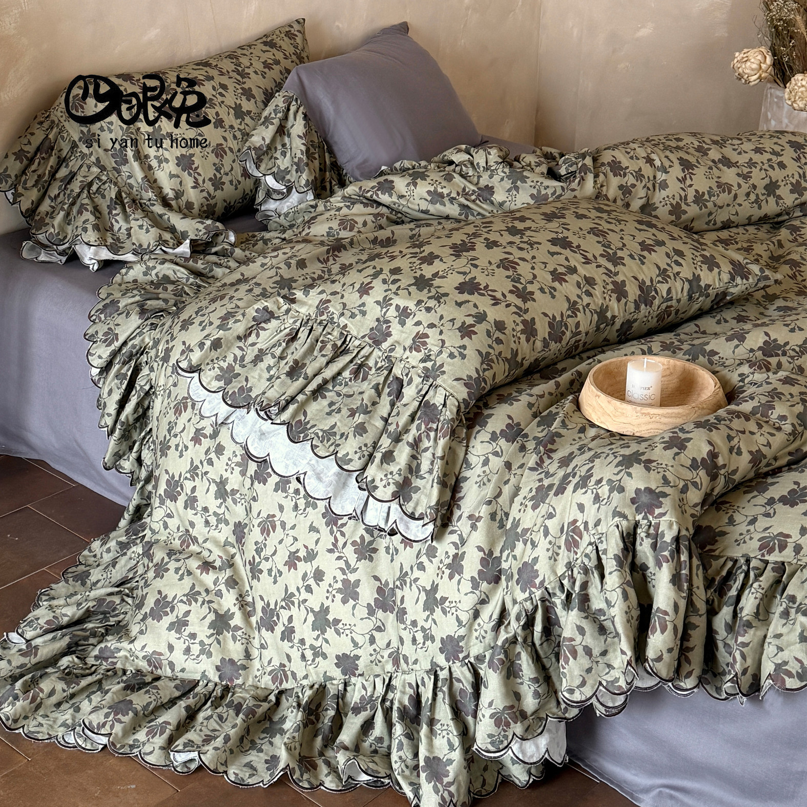 花藤魅影︱法式棉双层纱四件套