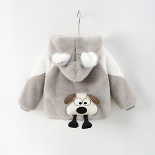 男女童仿皮草外套大眼狗水貂绒冬季长毛加厚保暖棉衣宝宝冬装棉袄