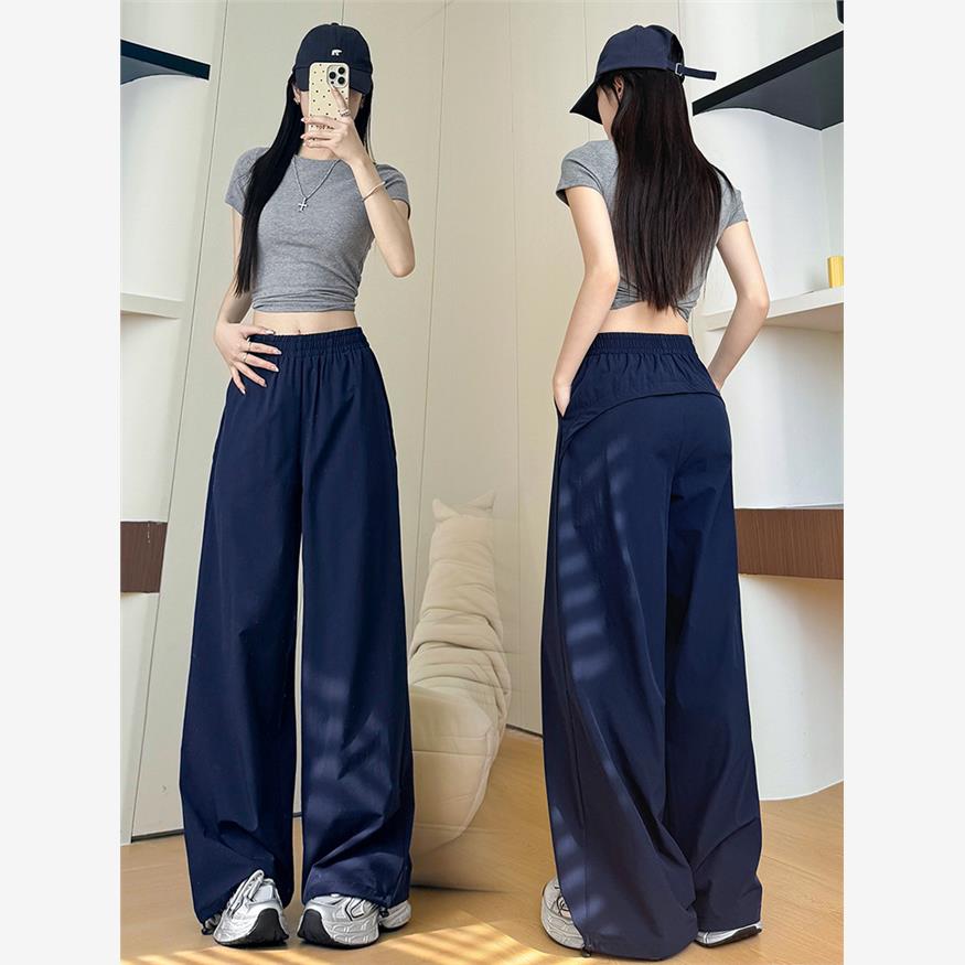 美式速干工装裤夏季女装2025新款裤子女显瘦直筒酷飒风阔腿运动裤