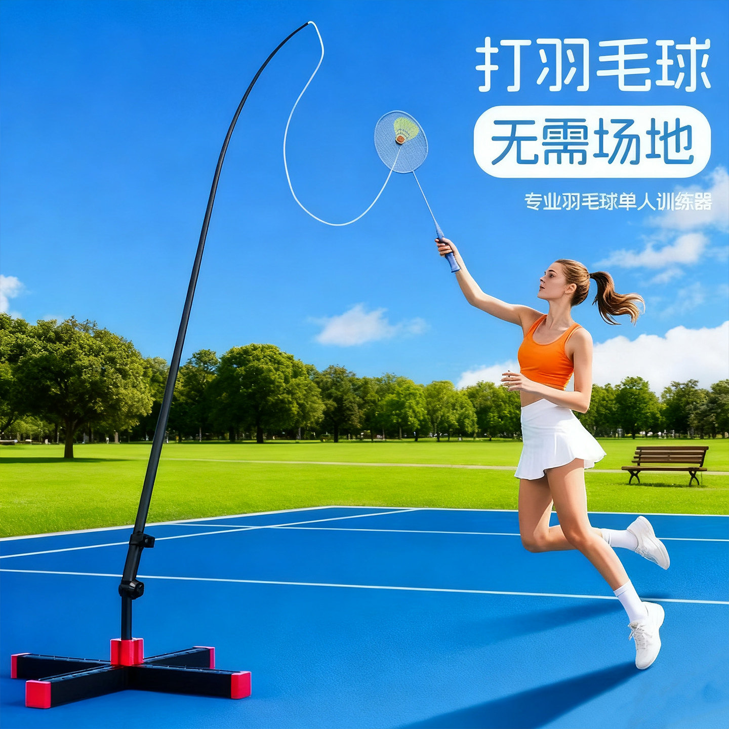 单人羽毛球训练器带线打回弹室内练习自练神器自己家用单打发球机