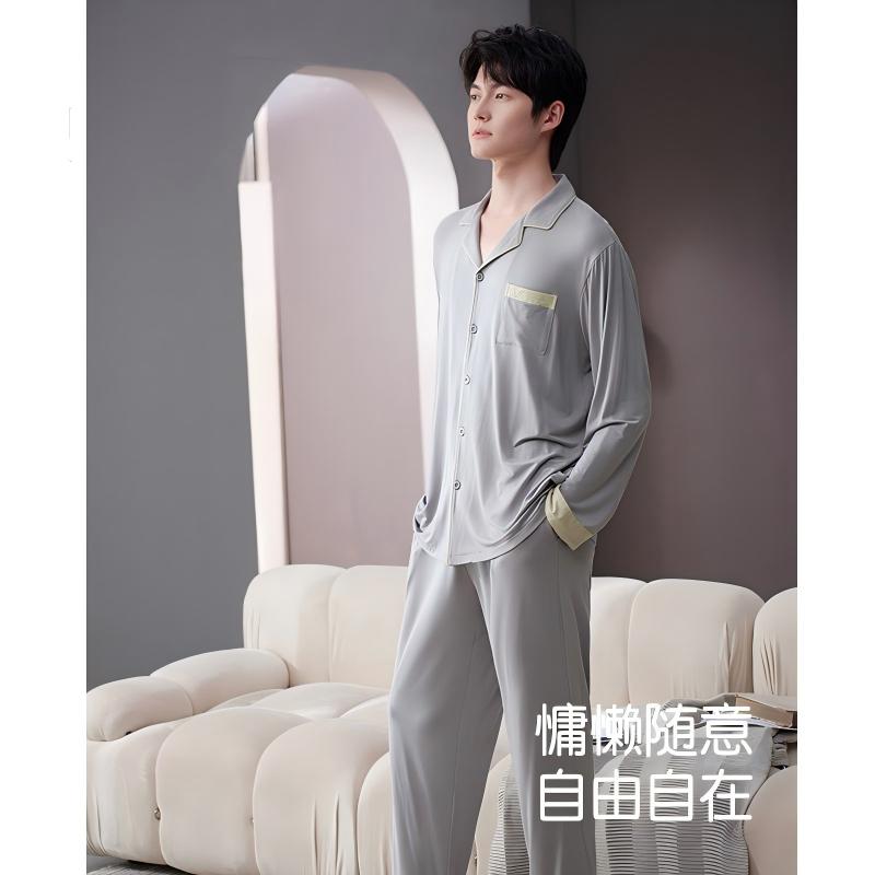 维多利亚男夏季冰丝凉感睡衣套装