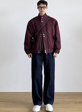 SIIIEND 韩系短款立领多按扣百搭休闲宽松夹克男女外套情侣装