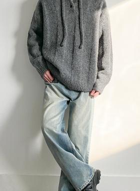 Rural man 轻奢连帽毛衣男秋冬季宽松慵懒风针织衫外套情侣上衣潮