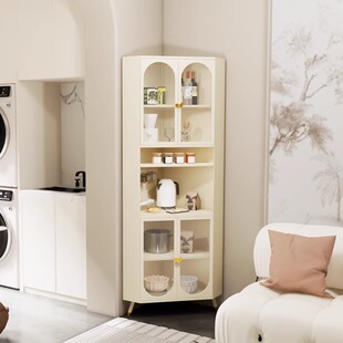 简约奶油风转角柜墙角柜家用客厅厨房靠墙置物架收纳柜三角形角柜