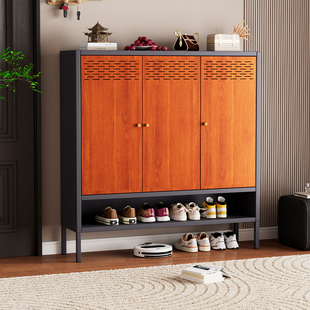 新款加厚钢制鞋柜靠墙一体家用门口入户玄关大容量收纳柜鞋柜防水