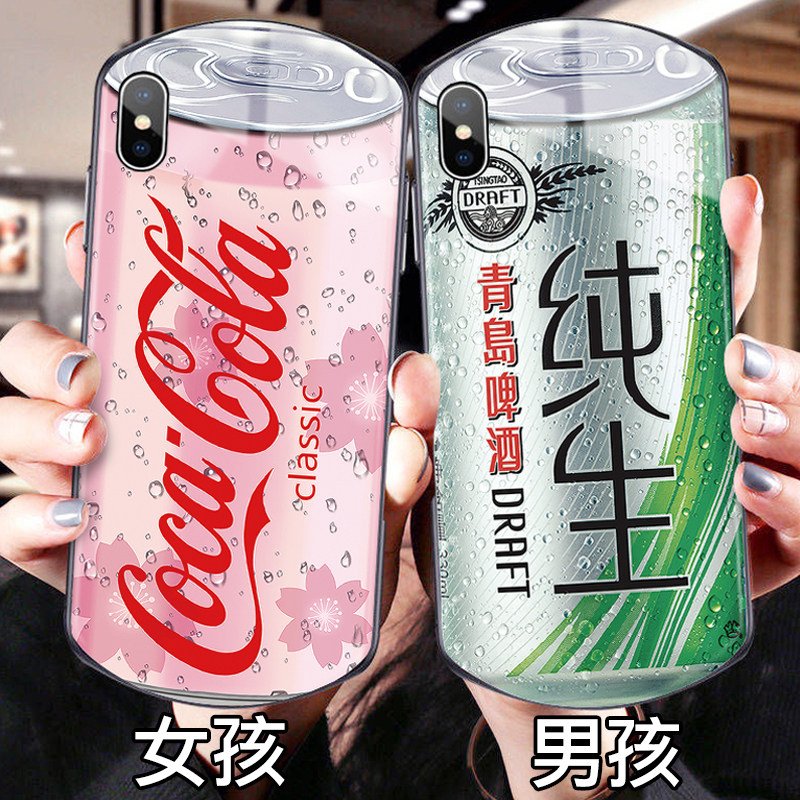 适用苹果手机13易拉罐饮料玻璃