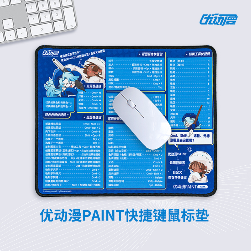 【优动漫官方】PAINT快捷键鼠标垫 防滑加厚锁边 CSP软件画师专用