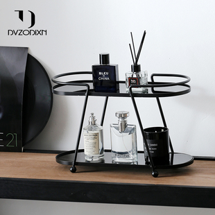 多尔顿化妆品收纳盒桌面梳妆台护肤品香水置物架双层大容量收纳架