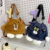 2025春季 新款 女生可爱包包女毛绒抽绳斜挎包公主萌小女孩手机包包