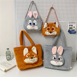 2026可爱简约毛绒斜跨小包卡通手提包女生大容量单肩托特包通勤包