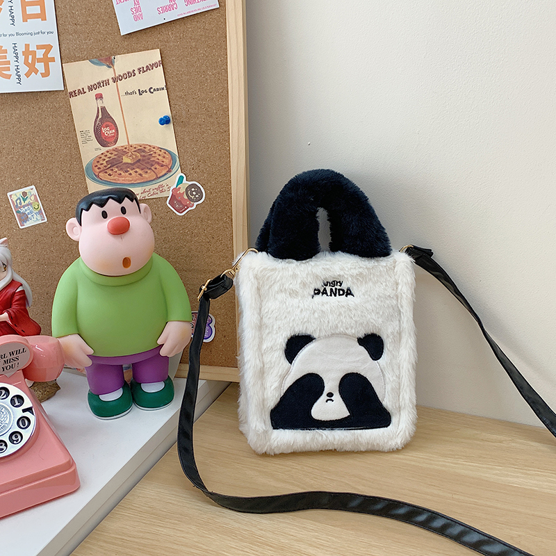 毛绒手机包包女秋冬新款简约斜挎包迷你潮流竖款手机包毛毛小包包