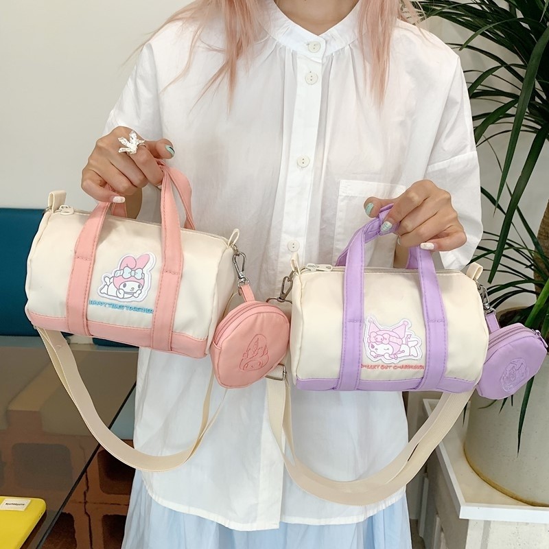 儿童包2026新款卡通可爱水桶枕头包女孩手机包小帆布包单肩斜包