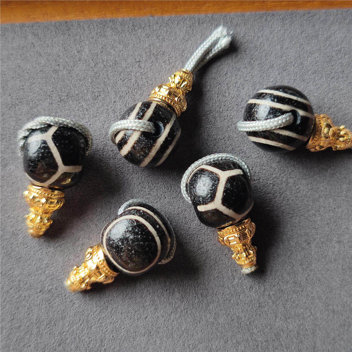 西藏药师天珠佛头藏式菩提佛珠念珠手串鬼眼三通配饰手作diy配件