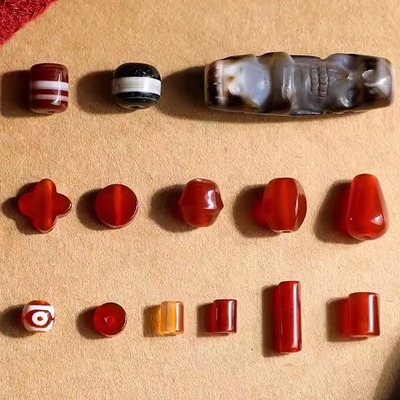 天然红玛瑙散珠配饰管珠铃铛水滴背云弟子珠配饰diy