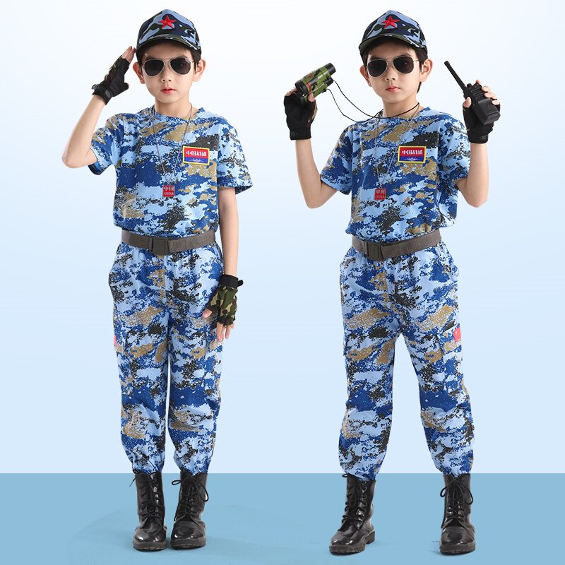 儿童迷彩服套装夏季小学生军训夏令营短袖长裤男童户外拓展演出服