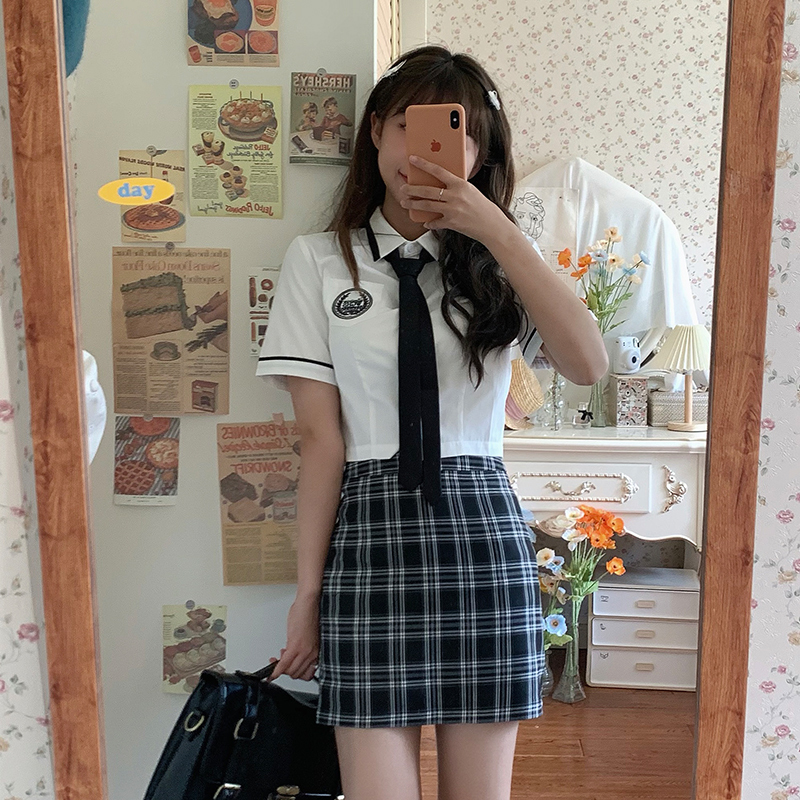#Japanese short white short sleeve JK shirt