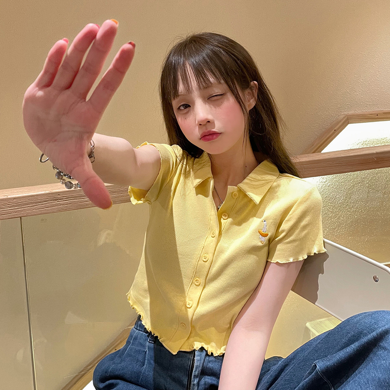 #Real price ᦇ design sense small crowd short polo collar short sleeve T-shirt women's summer