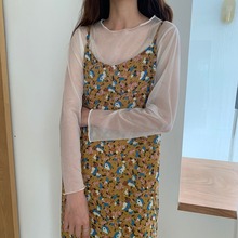 夏季韩版长袖上衣女2019薄款很仙的透明内搭打底衫防晒网纱雪纺衫