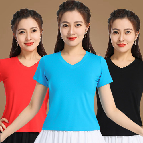 广场舞服装新款短袖上衣莫代尔