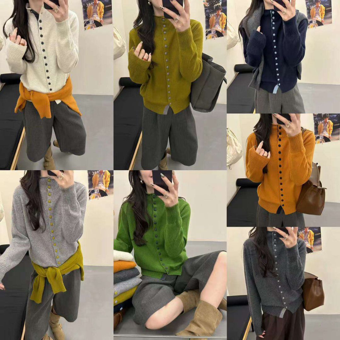 2025秋冬季新款韩版宽松显瘦圆领长袖针织衫女百搭毛衣打底上衣