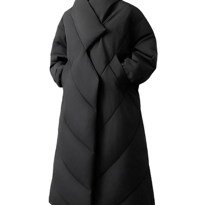 黑色中长款棉服男款冬季防寒保暖