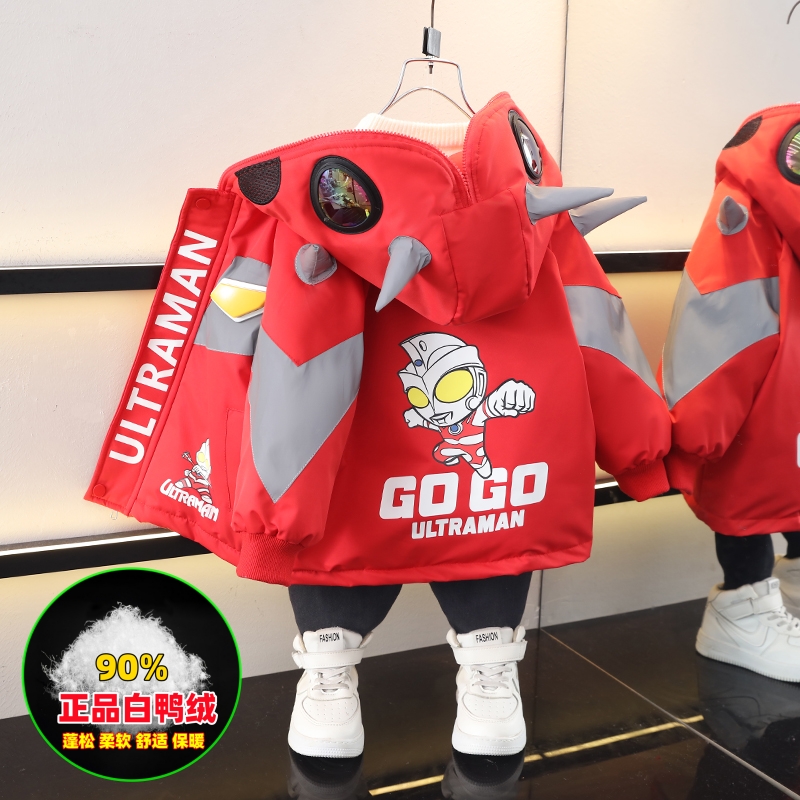 奥特曼亮灯反光男童羽绒服帅酷潮