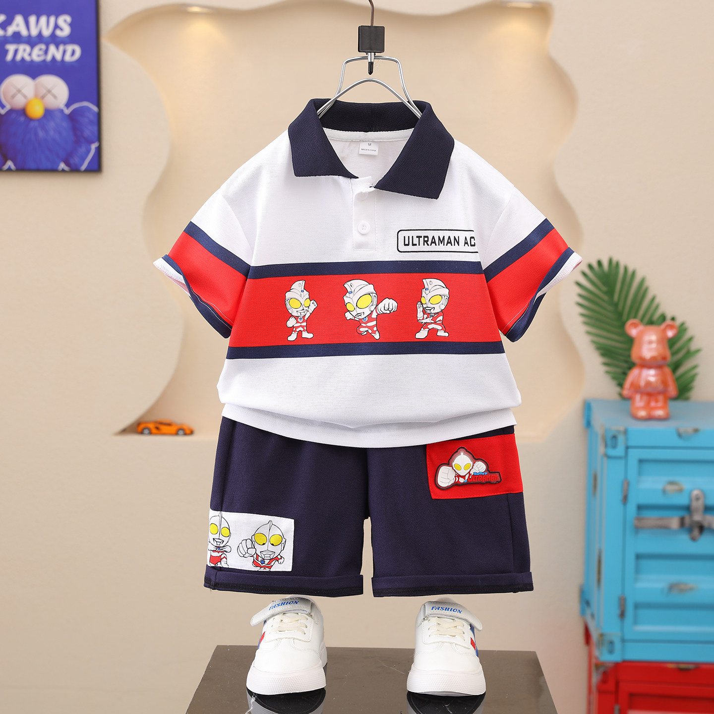 奥特曼衣服男童夏套装2026新款宝宝儿童polo衫男孩夏装短袖帅气潮