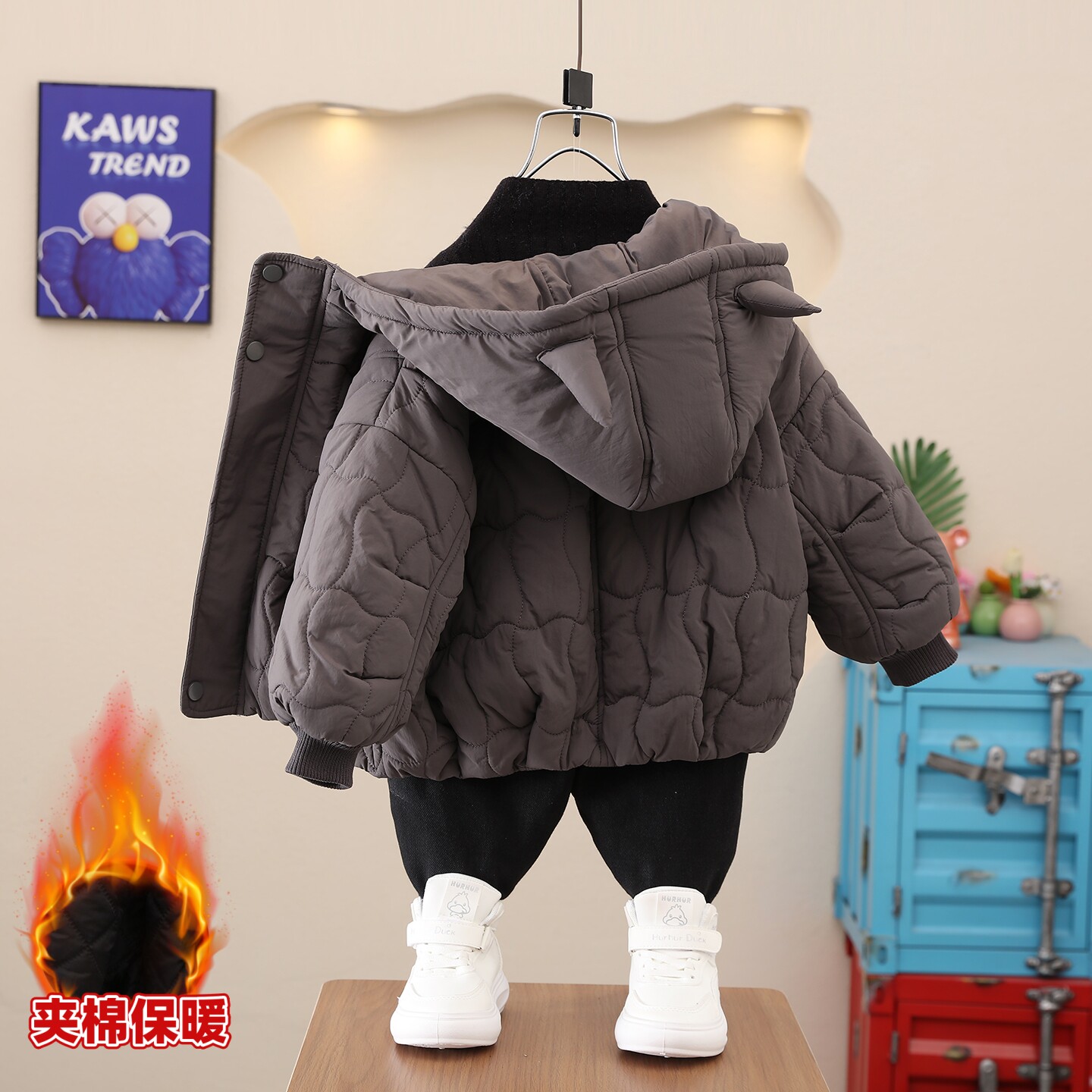 超柔软男童棉服轻薄保暖儿童棉衣