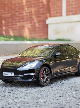 1:24特斯拉Mdoel3仿真合金小汽车模型摆件声光回力儿童金属玩具车