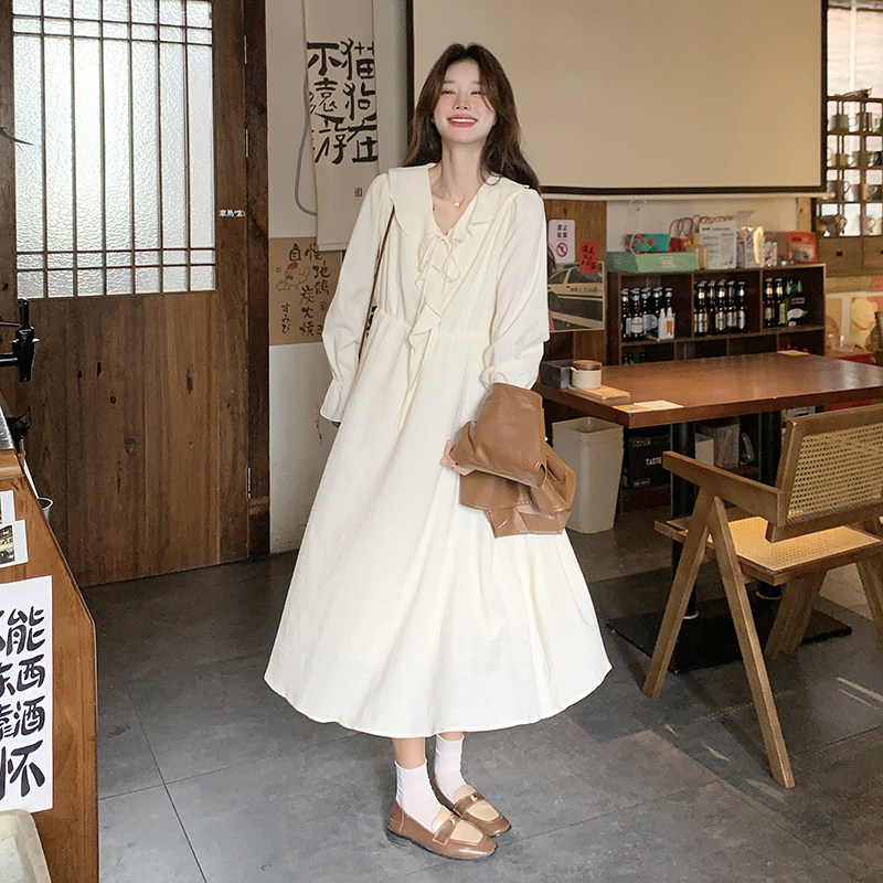 法式少女感减龄白色连衣裙女2025初秋新款气质超仙木耳边初恋长裙,女装连衣裙,浙宝176（原073）