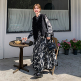 【数据好】新中式西装马甲水墨画连衣裙两件套8815-P170-K255，女装连衣裙，浙宝176（原073）