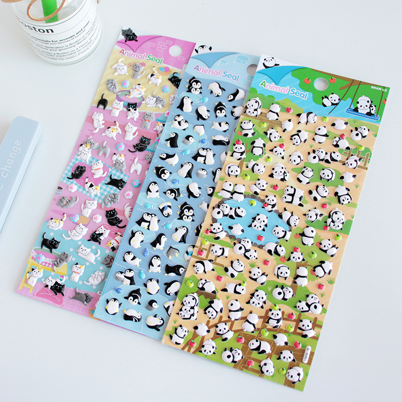 可爱卡通熊猫3d泡泡贴纸