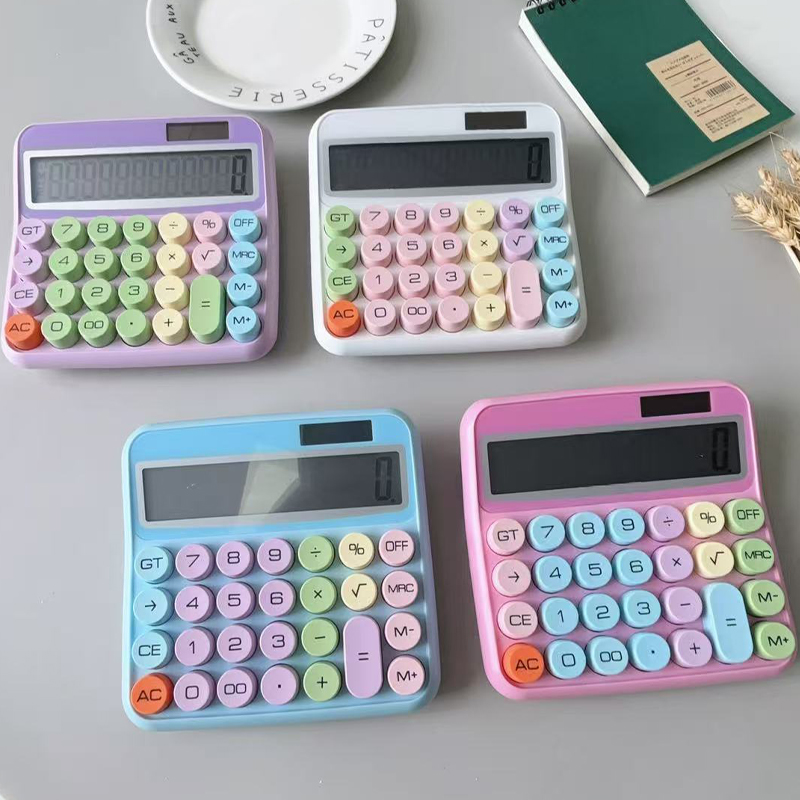 简约可爱静音款计算器办公用学生用创意大学生便携太阳能财务会计