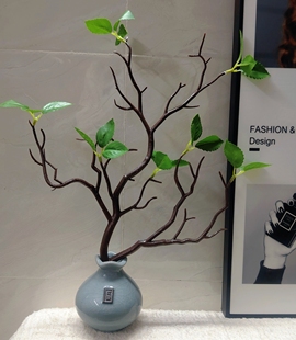 发财树花瓶树枝DIY花艺材料创意摆件绿叶树枝招财有钱花装饰