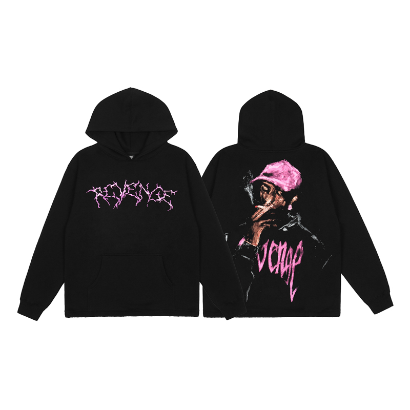 Revenge x Ski Mask the Slump God联名款人物字母连帽卫衣帽衫