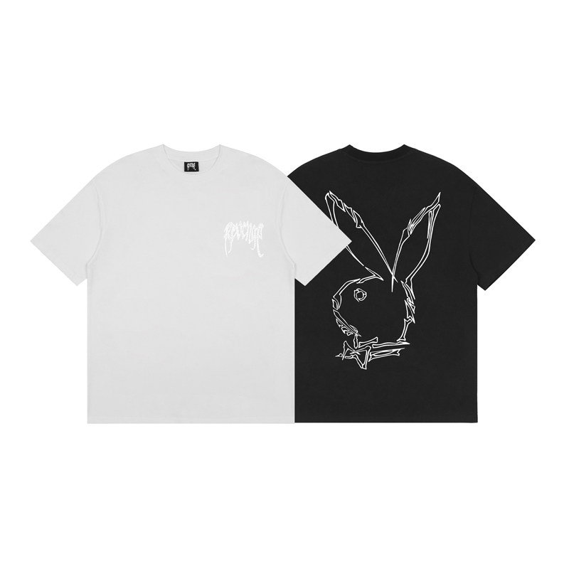 revenge联名短袖背后大logo tee兔子联名短袖t恤xxx同款高街fog