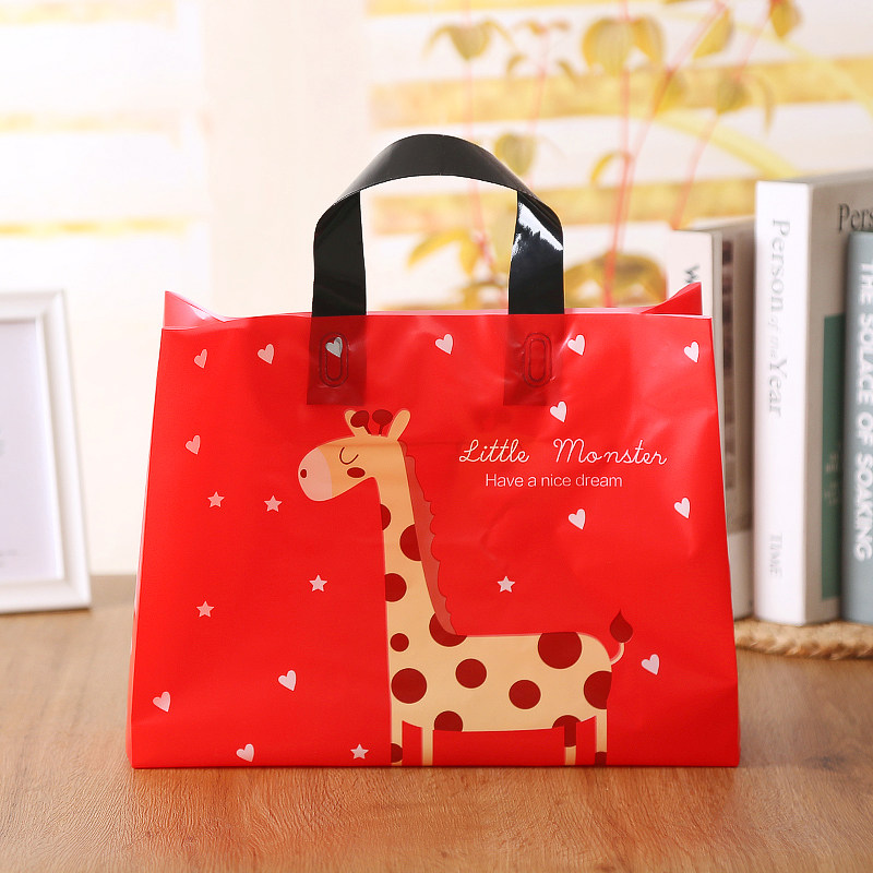 大号高档卡通童装手拎衣服店袋子加厚塑料手提口袋可爱服装店袋子