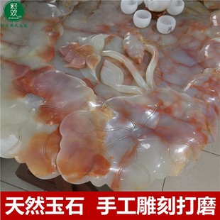 高档功夫茶具茶海家用高端纯手工天然玉石雕茶盘大号整块玉石茶台