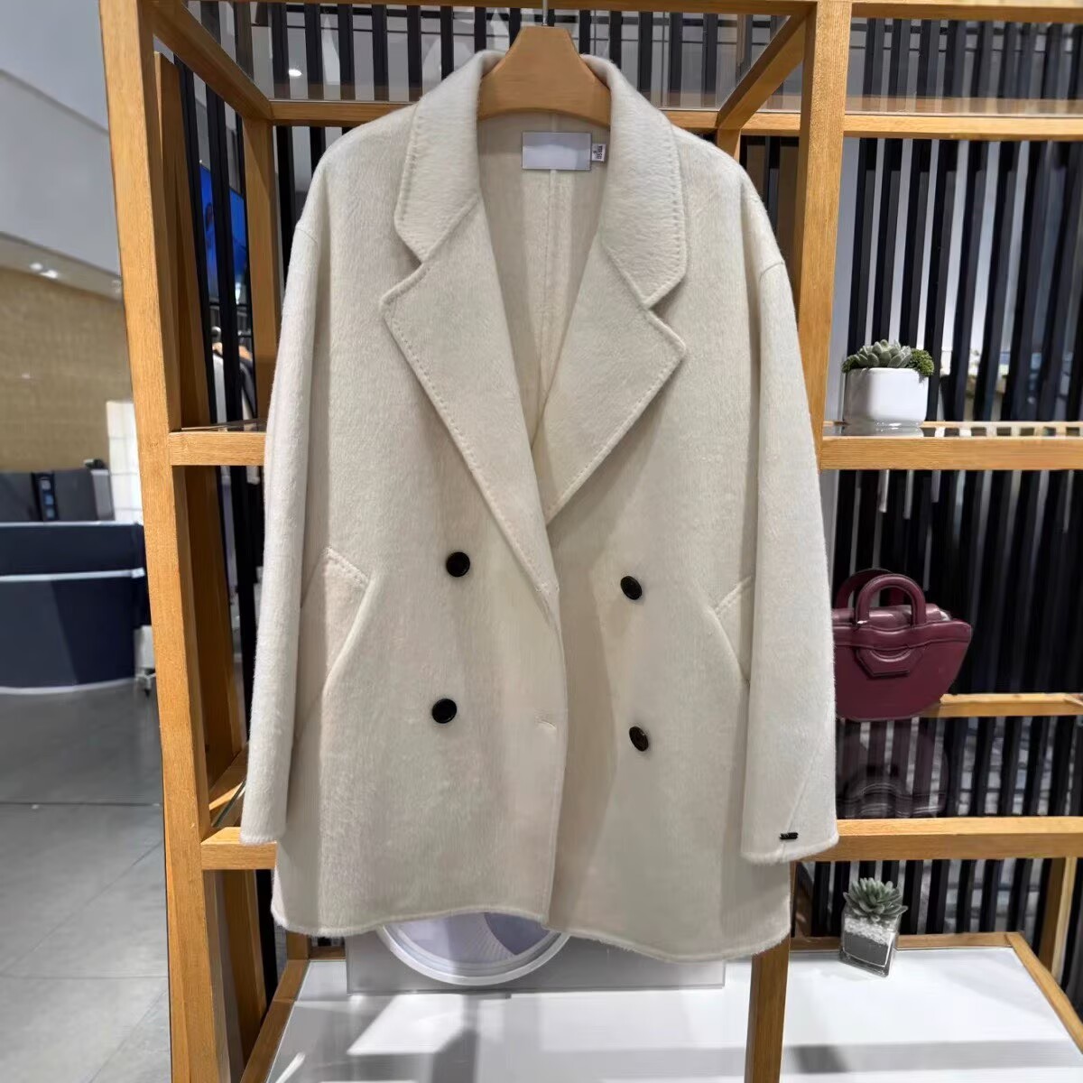 商场同款2025秋新时尚双排扣双面羊毛大衣毛呢外套5GA170531-1680