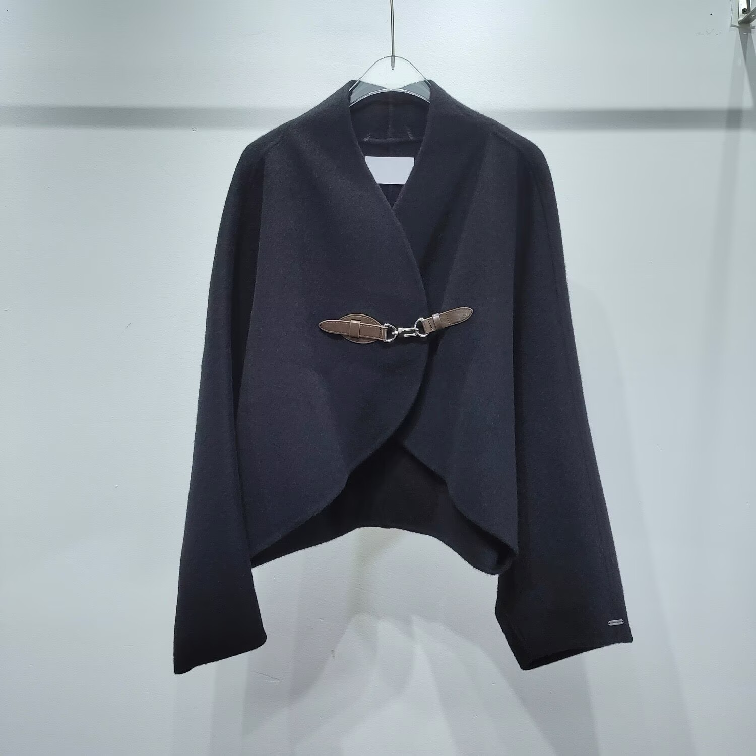 商场同款2025秋新黑色双面羊毛斗篷大衣毛呢短外套5GA170271-2380