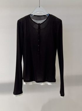 商场同款2026春新款风时尚撞色假两件毛针织衫上衣女BR601155-789