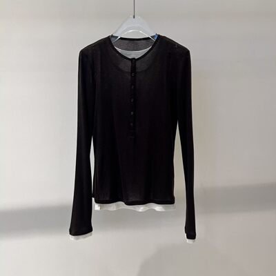 佳禾艾诺丝2026春款风时尚撞色假两件毛针织衫上衣女BR601155-789